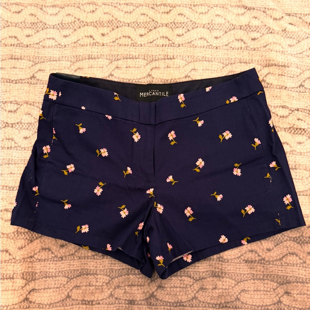 J. Crew Navy Floral High Waist Shorts NTW